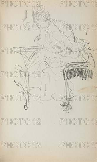 Italian Sketchbook: Seated Woman Sewing (page 153), 1898-1899. Creator: Maurice Prendergast (American, 1858-1924).