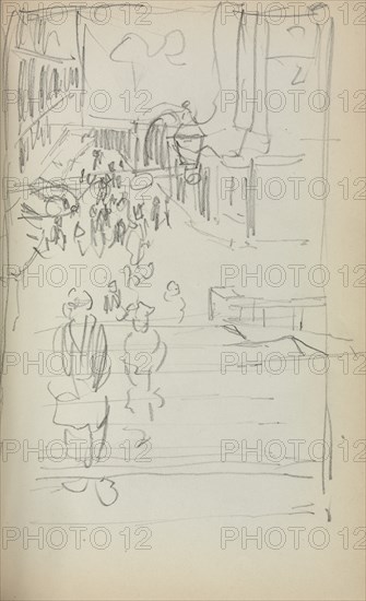 Italian Sketchbook: Stairs with Figures (page 165), 1898-1899. Creator: Maurice Prendergast (American, 1858-1924).