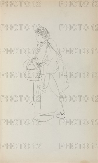 Italian Sketchbook: Standing Woman Holding a Satchel (page 56), 1898-1899. Creator: Maurice Prendergast (American, 1858-1924).