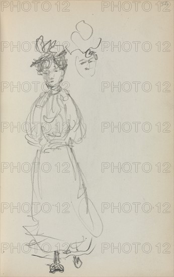 Italian Sketchbook: Standing Woman, face (page 52), 1898-1899. Creator: Maurice Prendergast (American, 1858-1924).