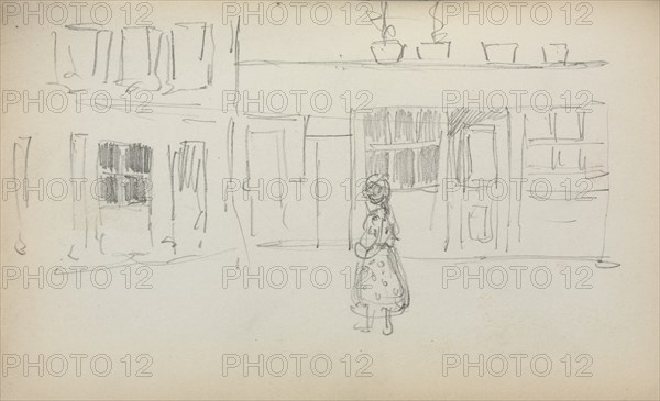 Italian Sketchbook: Street Scene with a Girl ( page 159), 1898-1899. Creator: Maurice Prendergast (American, 1858-1924).