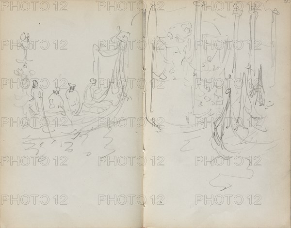 Italian Sketchbook: Venetian Harbor View (page 31 & 32), 1898-1899. Creator: Maurice Prendergast (American, 1858-1924).