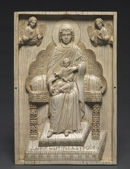 Ivory Plaque with Enthroned Mother of God ("The Stroganoff Ivory"), 950-1025. Creator: Unknown.