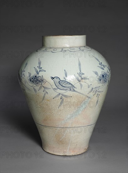 Jar with Bird and Flower Decoration, 1700s. Creator: Unknown.