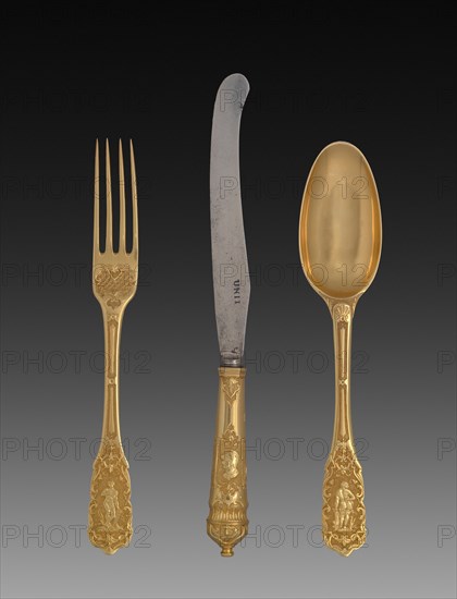 Knife, Fork, and Spoon, c. 1725. Creator: Unknown.