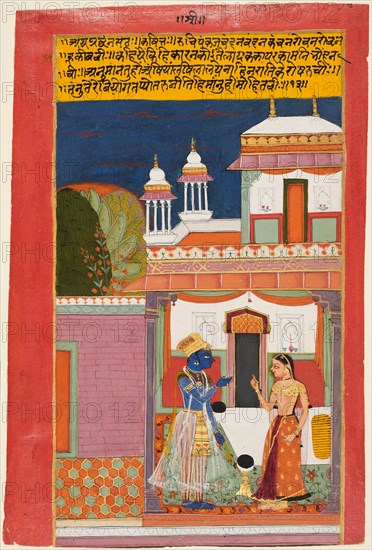 Krishna and Radha Quarreling, from a Rasikapriya, c. 1680. Creator: Unknown.