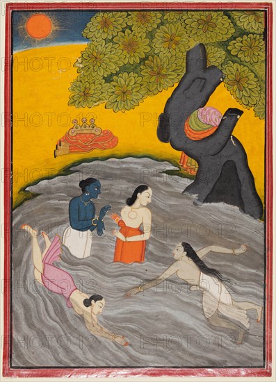 Krishna playing with the Gopis in the Jumna, c. 1770. Creator: Unknown.