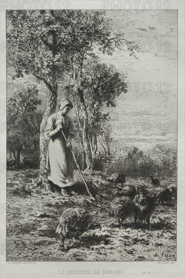 La Gardeuse de Dindons. Creator: Charles-Émile Jacque (French, 1813-1894).