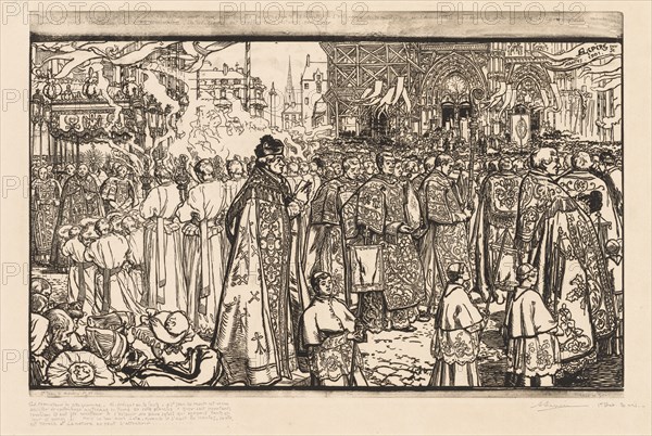 La Procession de la Fête-Dieu à Nantes, 1901. Creator: Auguste Louis Lepère (French, 1849-1918).