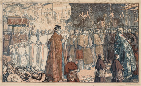 La Procession de la Fête-Dieu à Nantes, 1901. Creator: Auguste Louis Lepère (French, 1849-1918).