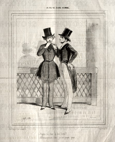 La Vie de Jeune Homme, 1842. Creator: Paul Gavarni (French, 1804-1866).