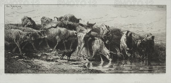 LAbreuvoir, 1866. Creator: Charles-Émile Jacque (French, 1813-1894).