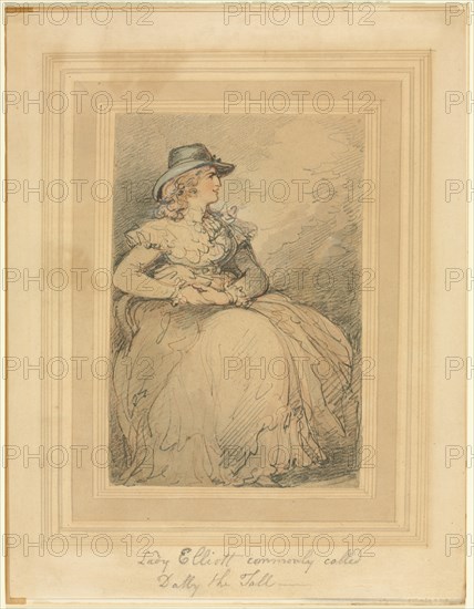 Lady Elliott, Commonly Called Dolly The Tall, 1775/1827. Creator: Thomas Rowlandson (British, 1756-1827).