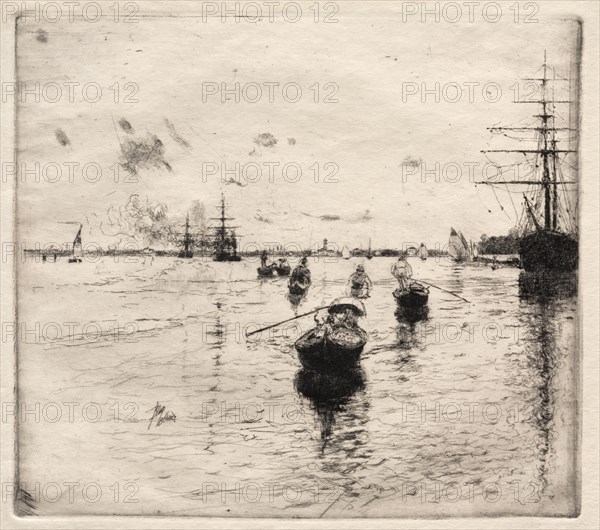 Lagoon with Steamers and Gondolas, 1885. Creator: Robert Frederick Blum (American, 1857-1903).