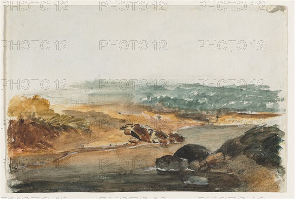 Landscape (recto); Studies of Animals (verso). Creator: Antoine-Louis Barye (French, 1796-1875).