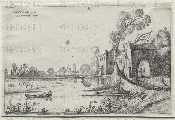 Landscape with a River and a Gatehouse, 1614. Creator: van de Velde Esaias (Dutch, 1587-1630).