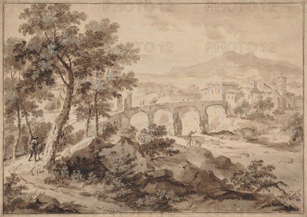 Landscape with Bridge, 1700-1729. Creator: Marco Ricci (Italian, 1676-1729).