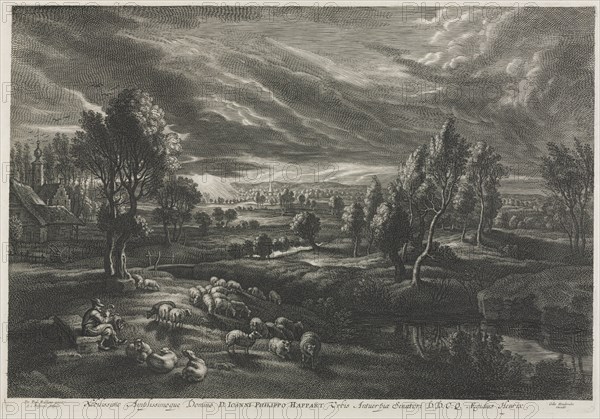 Landscape with Shepherd Playing a Flute. Creator: Schelte Adams Bolswert (Flemish, 1586-1659); Peter Paul Rubens (Flemish, 1577-1640).