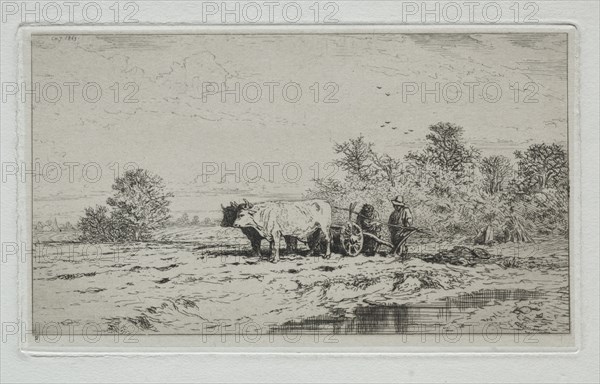 Landscape, Labourers, 1845. Creator: Charles-Émile Jacque (French, 1813-1894).