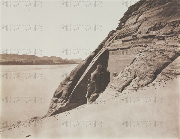 Large Speos - View taken from the Sand Slope (Temple of Ramesses II), Abu Simbel, 1851-1852. Creator: Félix Teynard (French, 1817-1892); Goupil et Cie.