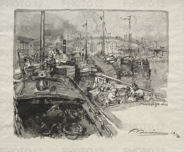 Le Bassin de la Villette. Creator: Auguste Louis Lepère (French, 1849-1918).