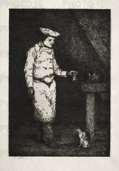 Le déjeuner du chat. Creator: Théodule Ribot (French, 1823-1891).