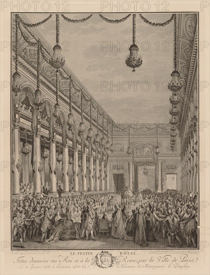 Le festin royal à lHôtel de Ville, le 21 janvier 1782. Creator: Jean-Michel the Younger Moreau (French, 1741-1814).