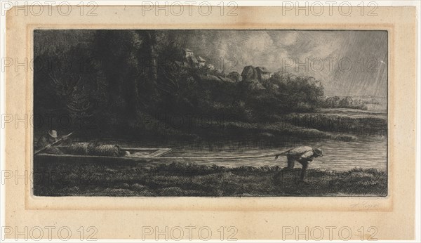 Le Paysage au Bâteau. Creator: Alphonse Legros (French, 1837-1911).