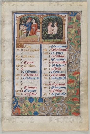 Leaf from a Book of Hours: Calendar Page for May (recto) and Calendar Page for June..., c. 1510. Creator: Unknown.