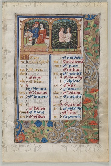 Leaf from a Book of Hours: Calendar Page for May (recto), c. 1510. Creator: Unknown.