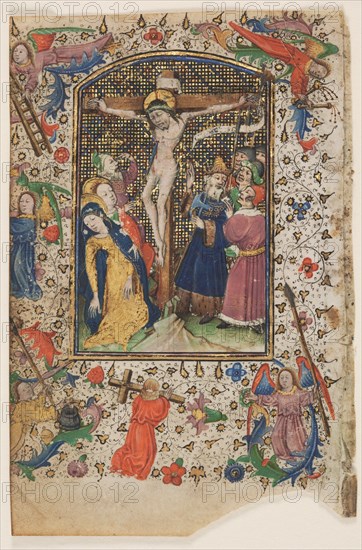 Leaf from a Book of Hours: The Crucifixion, 1430s. Creator: Master of Guillebert de Mets (Flemish); Workshop, and.