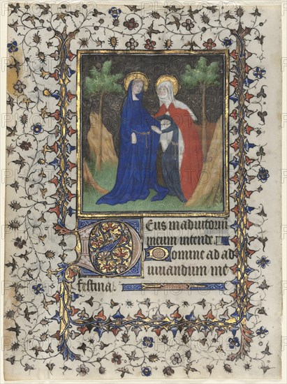 Leaf from a Book of Hours: The Visitation, c. 1415. Creator: Boucicaut Master (French, Paris, active about 1410-25), workshop of.