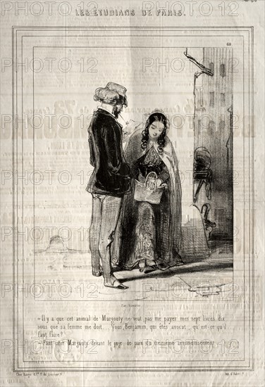 Les Étudiants de Paris, 1842. Creator: Paul Gavarni (French, 1804-1866).