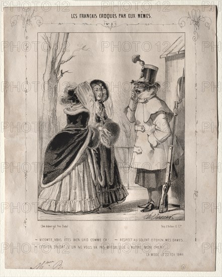 Les Français croquès par eux-mêmes: Vicomte, vous êtes bien laid comme ca!..., 1840. Creator: Charles Vernier (French, 1831-1887).