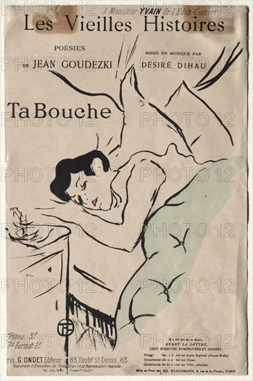 Les Vieilles histoires: Ta Bouche, 1893. Creator: Henri de Toulouse-Lautrec (French, 1864-1901).