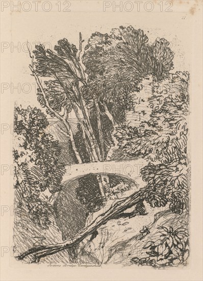 Liber Studiorum: Plate 11: Parson's Bridge, Cardingshire, 1838. Creator: John Sell Cotman (British, 1782-1842).