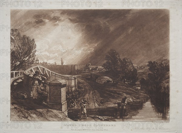 Liber Studiorum: Watercress Gatherers, Rails Head, Ferry Bridge, Twickenham. Creator: Joseph Mallord William Turner (British, 1775-1851).