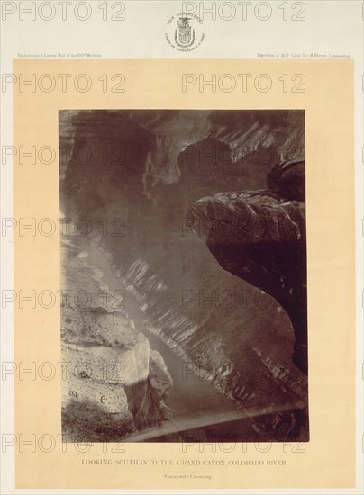 Looking South into the Grand Canyon, Colorado River, Sheavwitz, 1872. Creator: William H. Bell (American, 1830-1910).