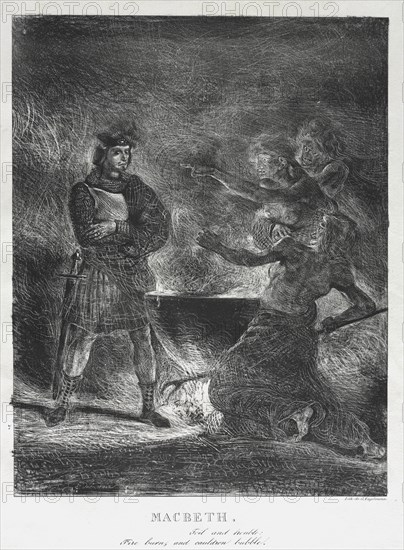 Macbeth Consulting the Witches, 1825. Creator: Eugène Delacroix (French, 1798-1863).