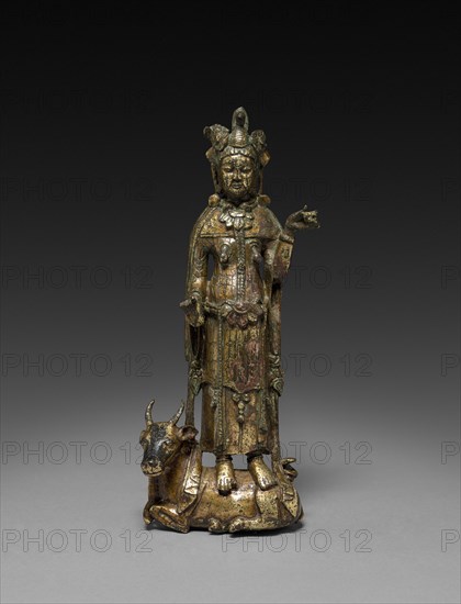 Maheshvara (Shiva) Standing on a Bull, Six Dynasties Period (317-581), Northern Qi Dynasty (550-577) Creator: Unknown.