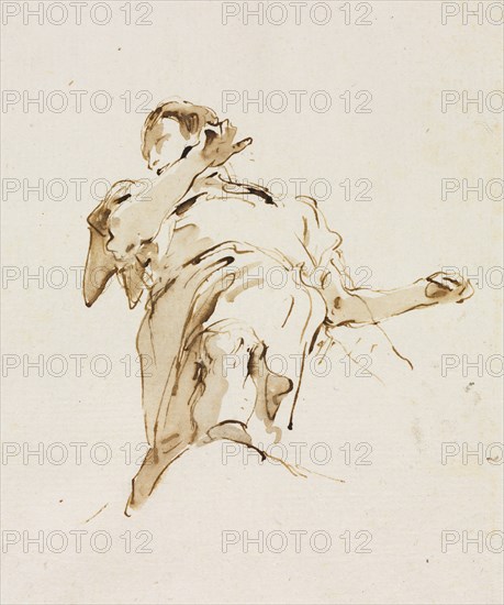 Male(?) Figure Seen from Below, c. 1740s. Creator: Giovanni Battista Tiepolo (Italian, 1696-1770).