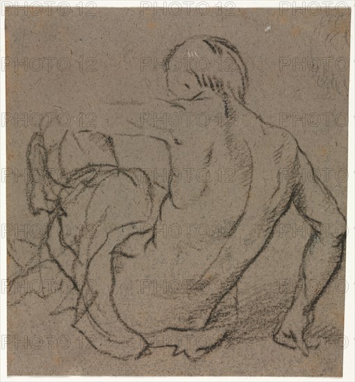 Man Seated on the Ground, Seen from Behind (recto), 1500s. Creator: Unknown.