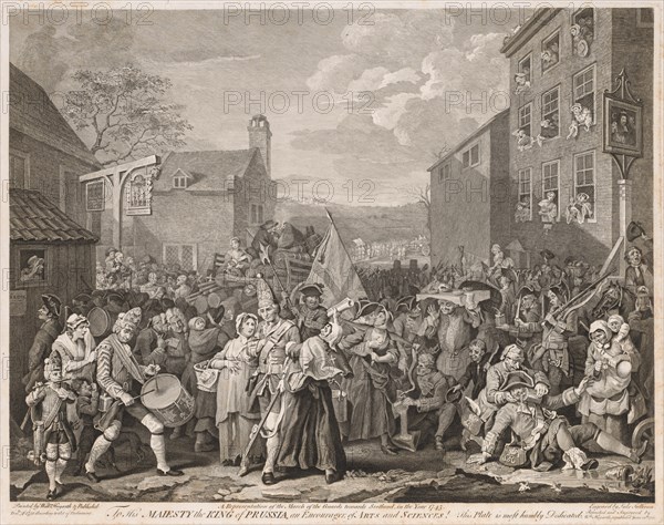 March to Finchley in the Year 1746 (After Hogarth), 1750. Creator: Luke Sullivan (British, 1705-1771).