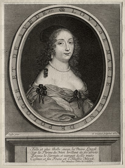 Marie Louise de Gonzague, Reine de Pologne, 1653. Creator: Robert Nanteuil (French, 1623-1678).