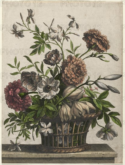 Marigolds, single Anemone, Jasmine.... Creator: Jean-Baptiste I Monnoyer (French, c. 1636-1699).