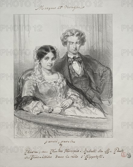 Masques et visages: Paric, par-la: Phèdre au Théâtre-Francais..., 1857-1858. Creator: Paul Gavarni (French, 1804-1866).