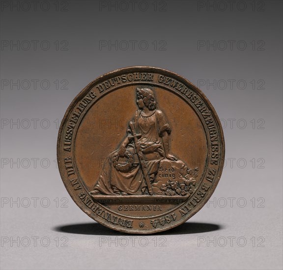 Medal Commemorating the Exhibition of Textiles, Berlin, 1844, 1844. Creator: Emil Schilling (German).