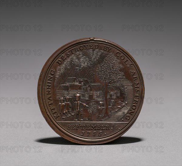 Medal: Commemorating the Destruction of Kittanning..., 8 September 1756 (reverse), 1756. Creator: Unknown.