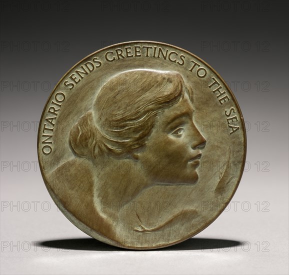 Medal: Ontario Sends Greetings to the Sea, 1800s-1900s. Creator: Lorado Taft (American, 1860-1936).