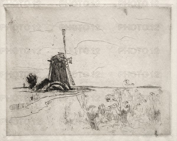 Mill and Weeds, Holland. Creator: John Henry Twachtman (American, 1853-1902).